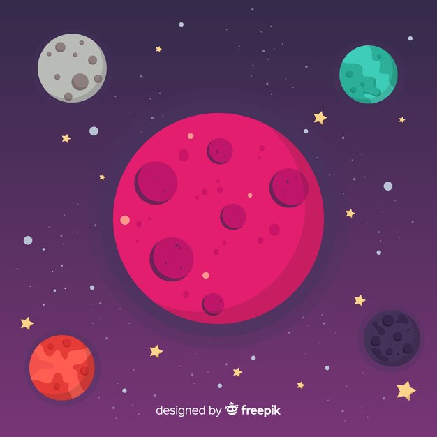 Colorful mars background with flat design