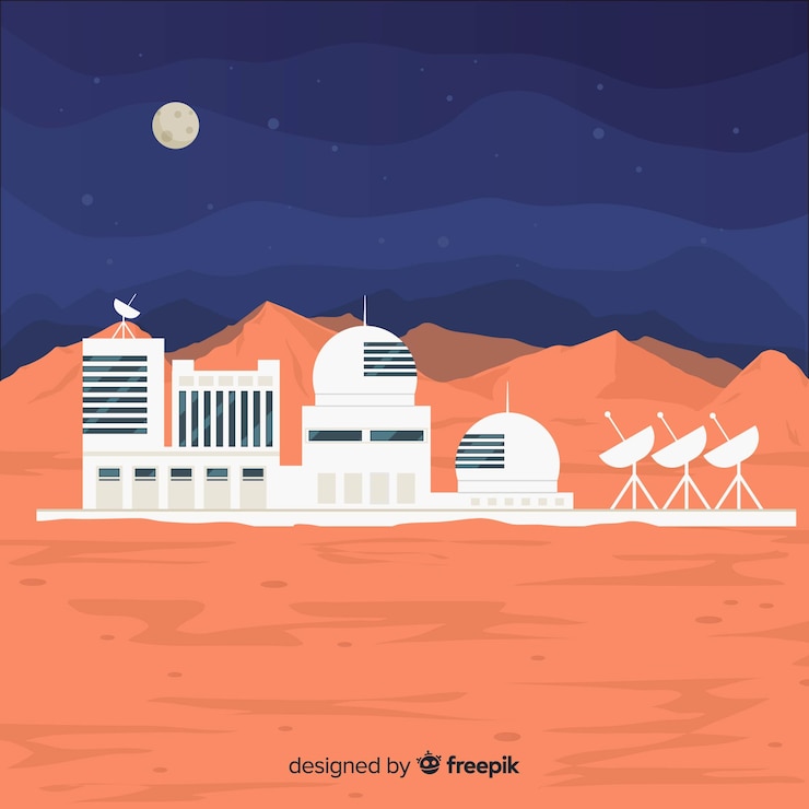 Free Vector colorful mars background with flat design