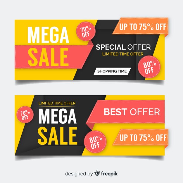 Free vector colorful mega sale banners concept