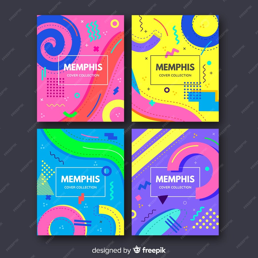 Free Vector Colorful memphis brochure collection Free Vector Colorful memphis brochure collection