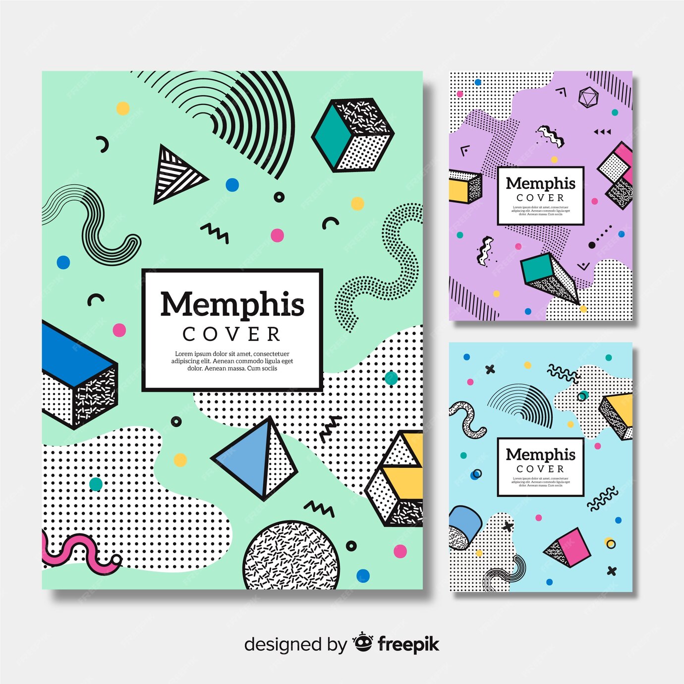Free Vector Colorful memphis brochure collection Free Vector Colorful memphis brochure collection