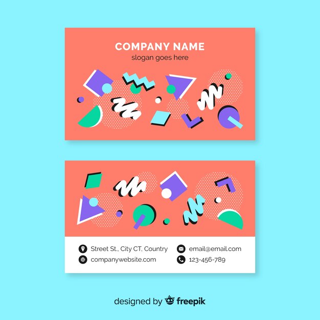 Free vector colorful memphis business card