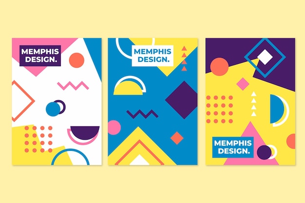 Collezione di copertine colorate di design di memphis