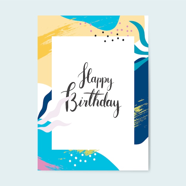 Free vector colorful memphis design happy birthday card vector