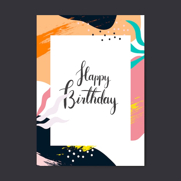 Colorful memphis design happy birthday card vector