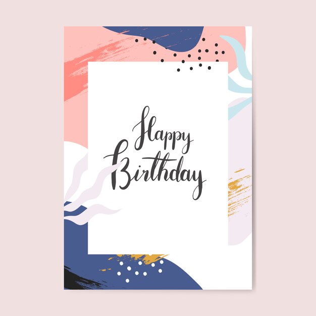 다채로운 멤피스 디자인 생일 카드 벡터