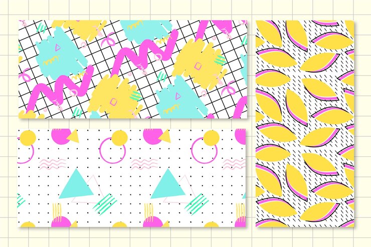 Free Vector colorful memphis pattern pack