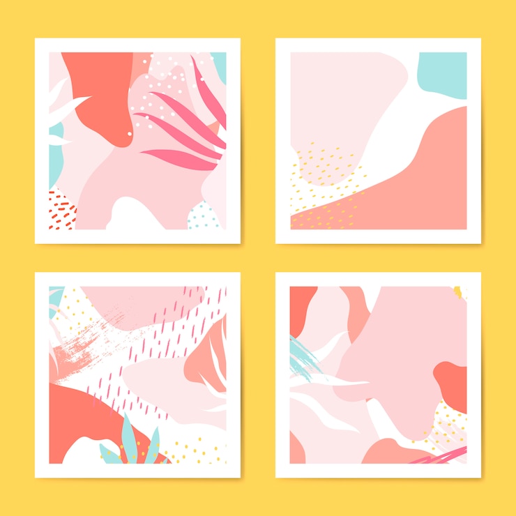 Free Vector colorful memphis style cards vector set