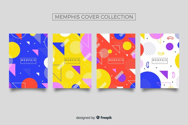 Colorful memphis style cover collection