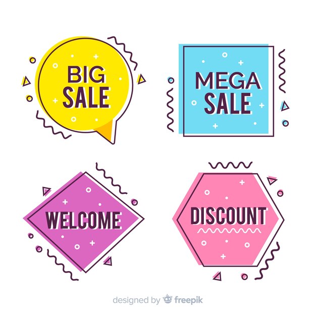 Colorful memphis style sale banner set