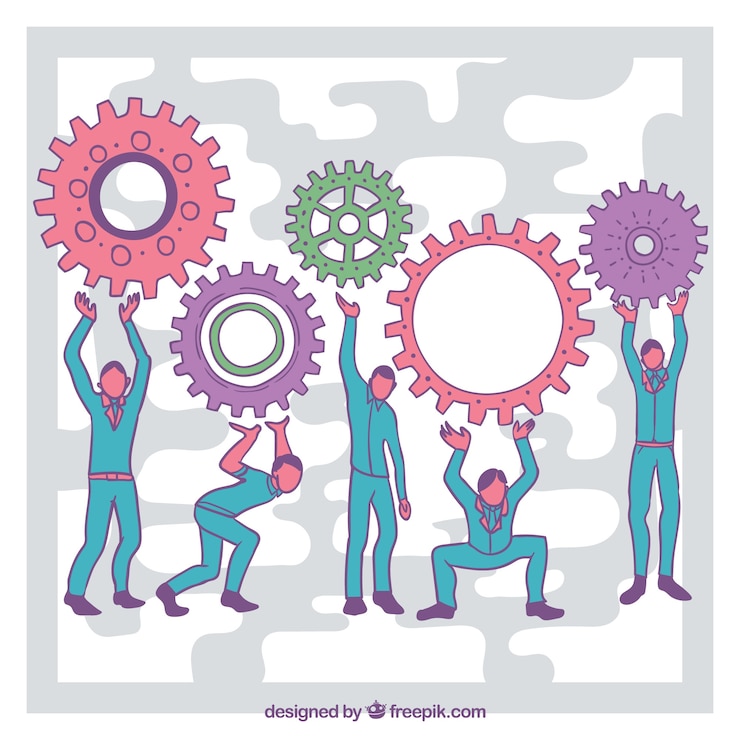Free Vector colorful men holding screws