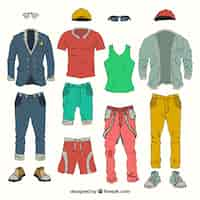 Free vector colorful men's clothings