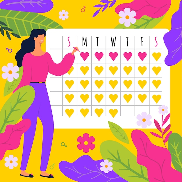 Free vector colorful menstrual calendar concept