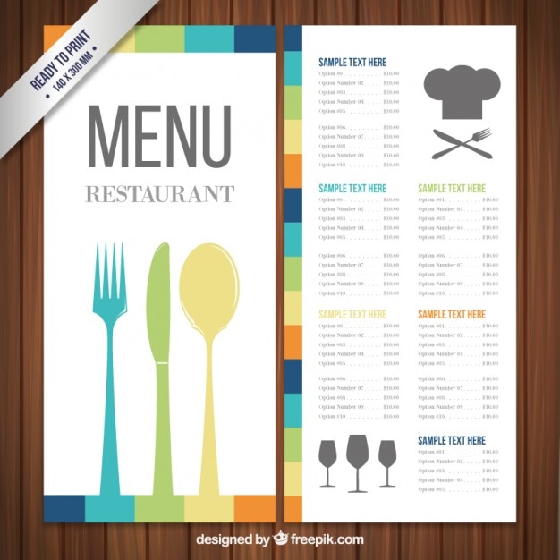 Colorful menu template