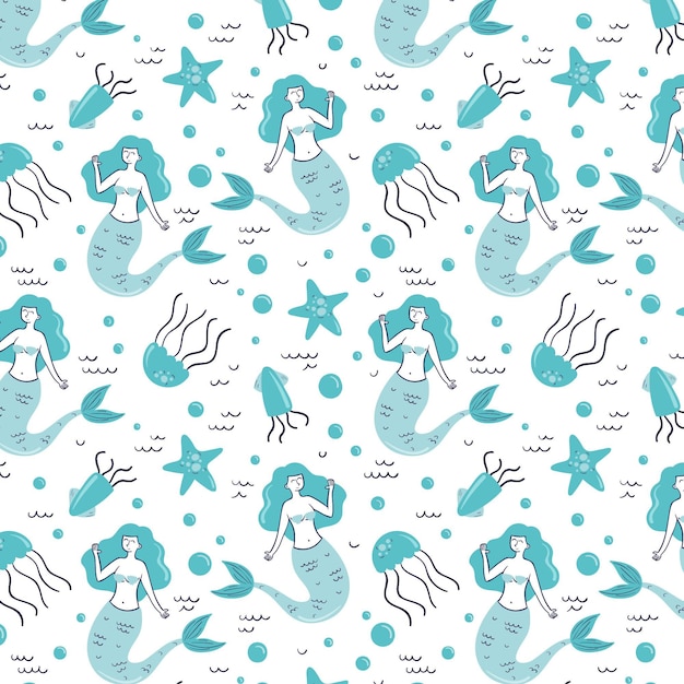 Colorful mermaid pattern