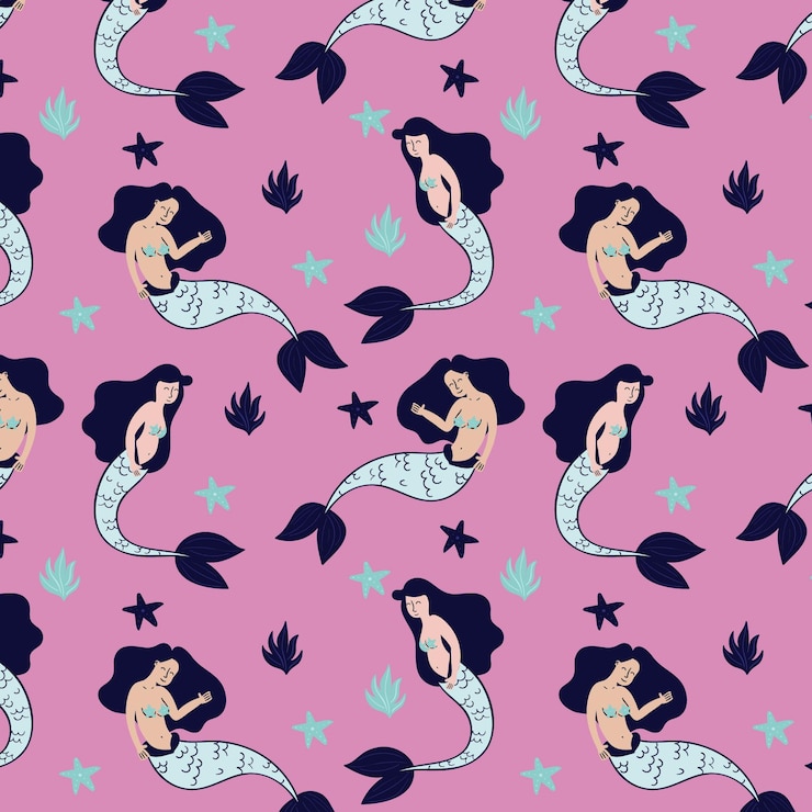 Free Vector colorful mermaid pattern