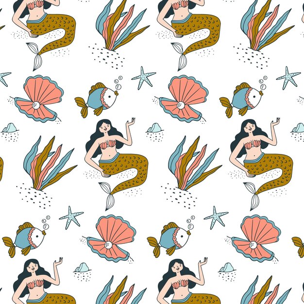 Colorful mermaid pattern