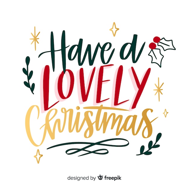 Free vector colorful merry christmas lettering