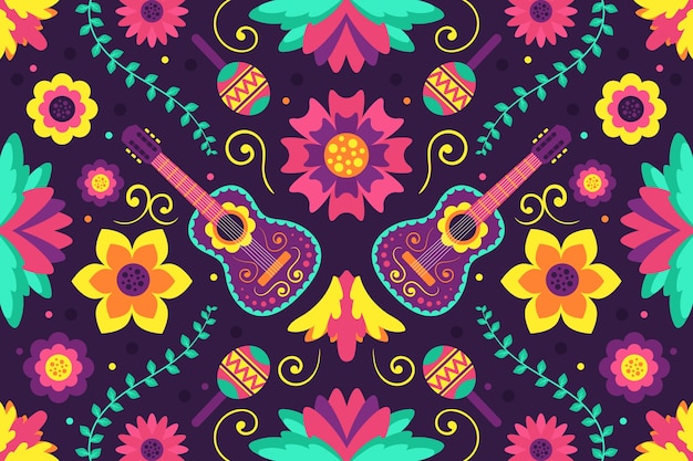 Free vector colorful mexican background in flat design