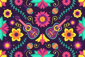 Free vector colorful mexican background in flat design