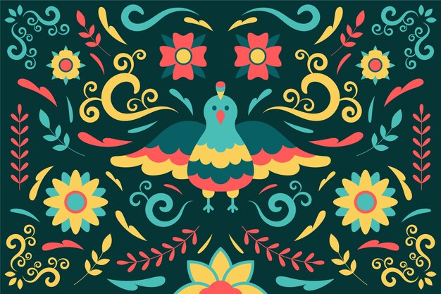 Красочный мексиканский фон с птицей