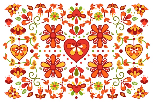 Colorful mexican background with flowers