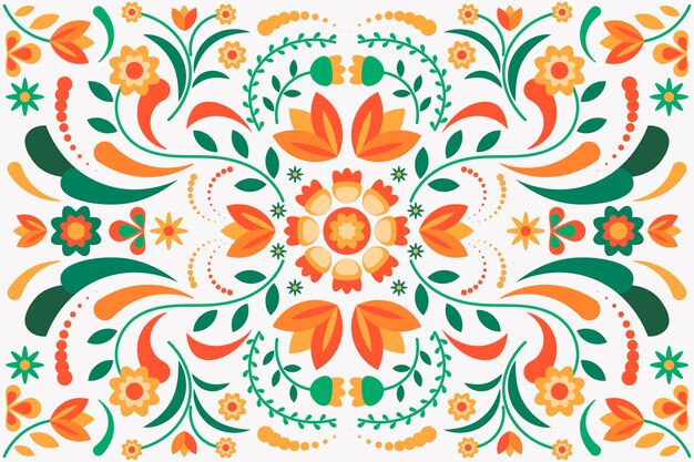 Colorful mexican background with many details