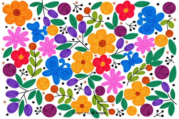 Free vector colorful mexican embroidery background