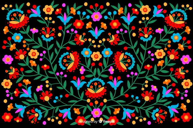 Colorful mexican embroidery background