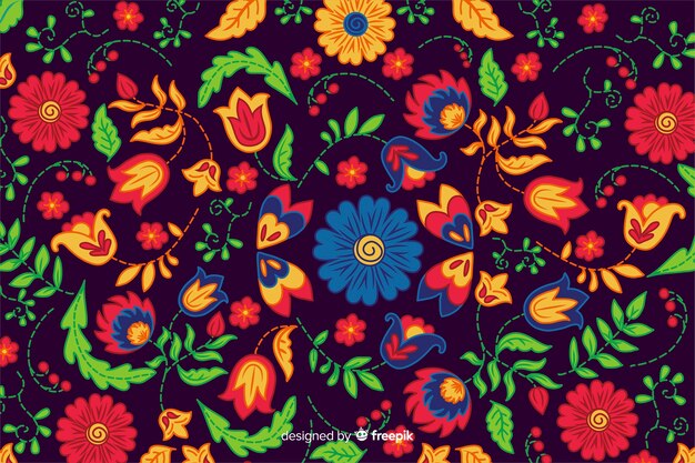 Colorful mexican embroidery background