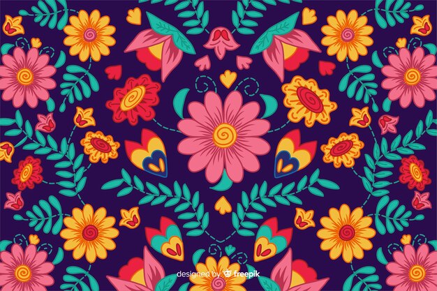 Colorful mexican embroidery background