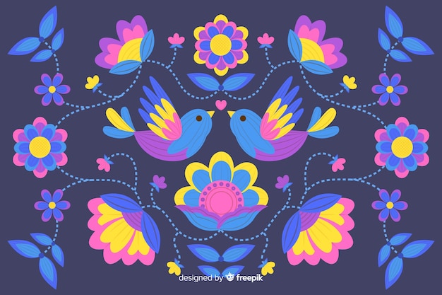 Colorful mexican embroidery background