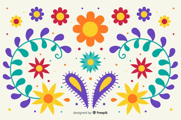 Colorful mexican embroidery background