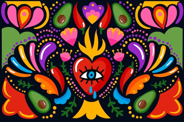 Colorful mexican wallpaper design