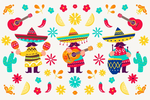 Colorful mexican wallpaper style