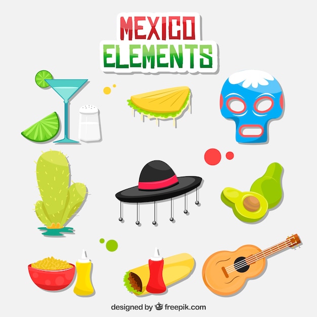화려한 멕시코 요소 컬렉션