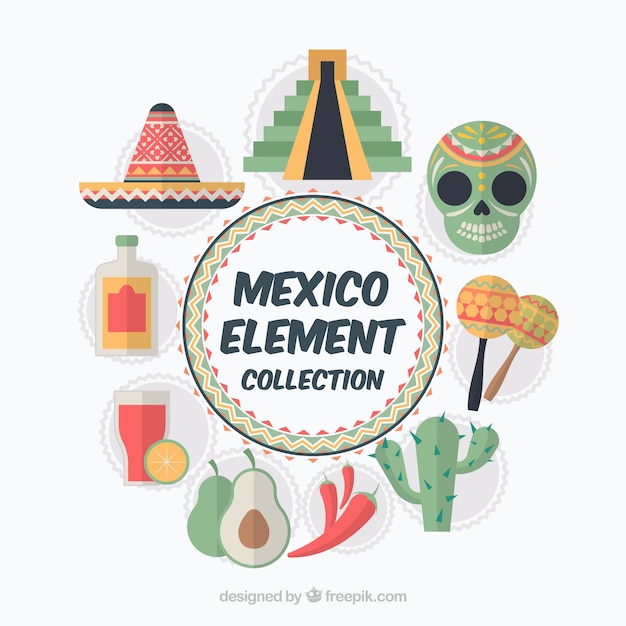 Free vector colorful mexico elements