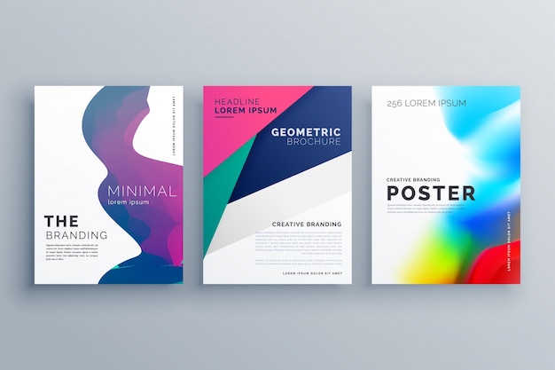 Free vector colorful minimal business brochure templates
