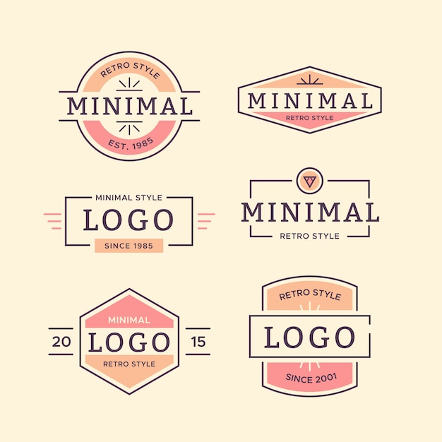 Collezione di logo minimal colorato in stile retrò