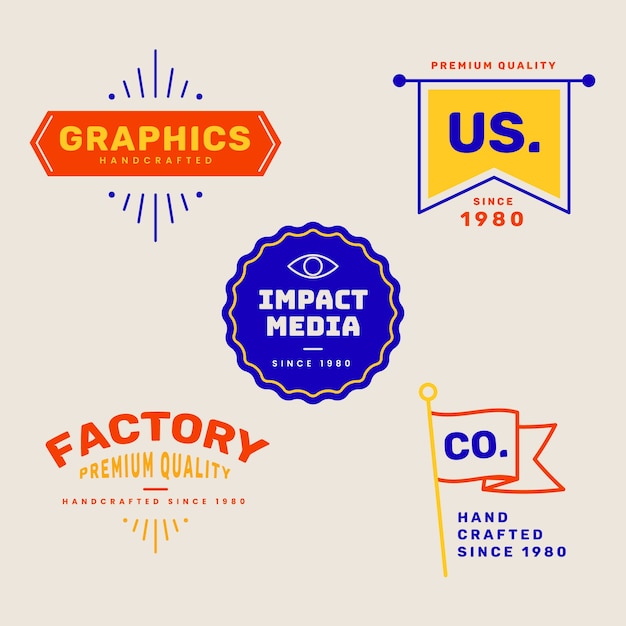 Free vector colorful minimal logo collection in retro style