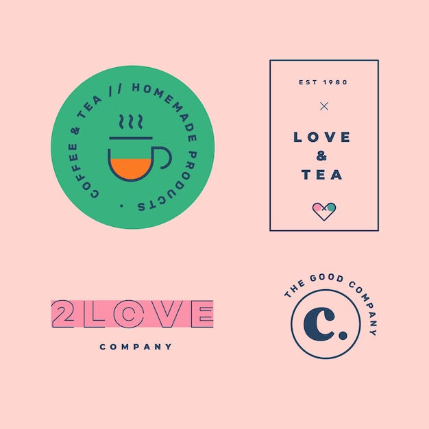 Free vector colorful minimal logo collection in retro style