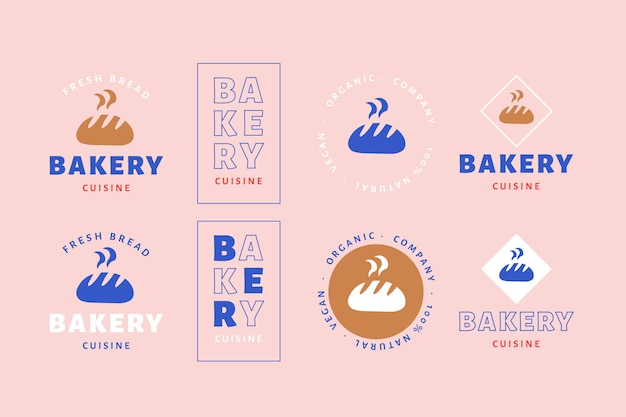 Free vector colorful minimal retro logo collection