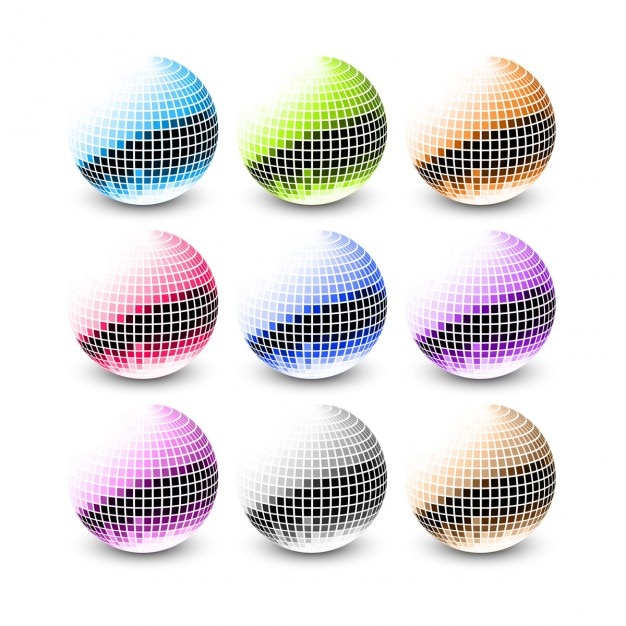 Free vector colorful mirror ball collection