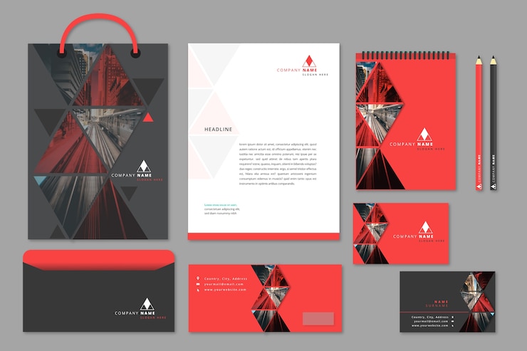 Free Vector colorful modern business stationery