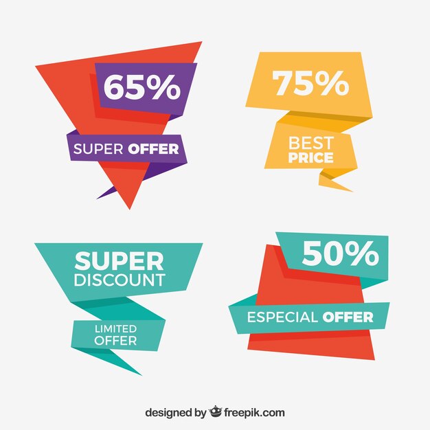 colorful modern origami discount sticker set