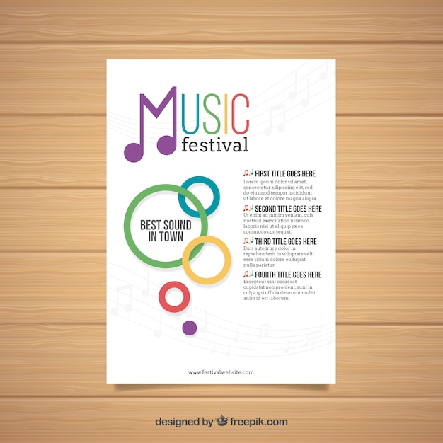 Vettore gratuito design colorato poster moderno per festival di musica