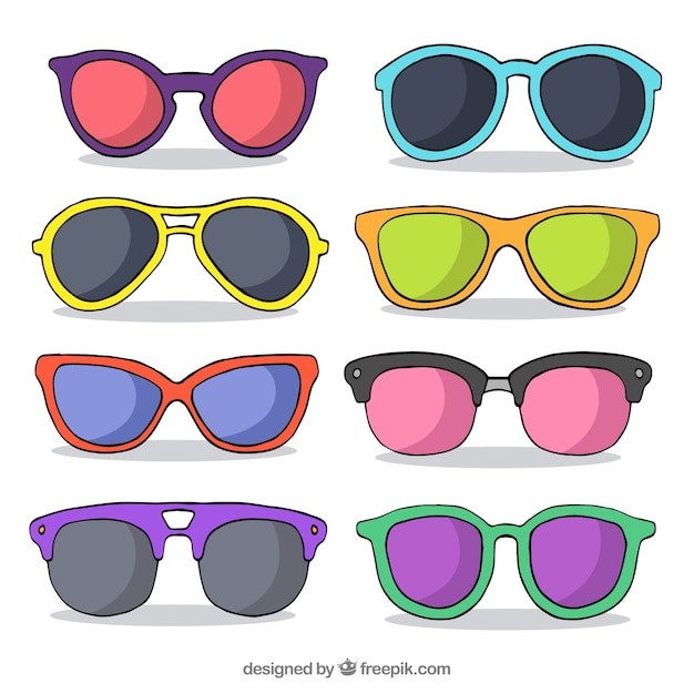 Free vector colorful and modern sunglasses collection