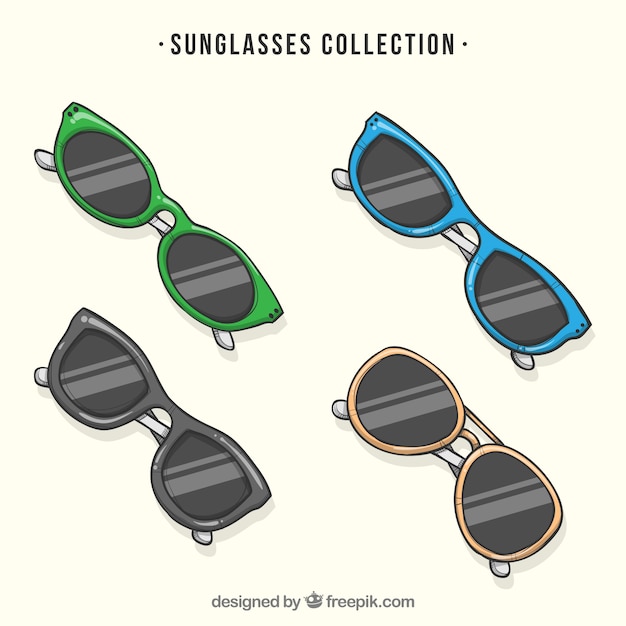 Free vector colorful and modern sunglasses collection