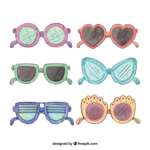 Vettore gratuito collezione di occhiali da sole colorati e moderni