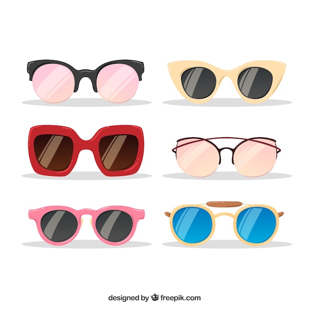 Free vector colorful and modern sunglasses collection